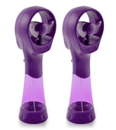 O2COOL Elite handheld misting fan purple, front view, refreshing breeze for outdoor heat.