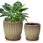 Oairse brown ceramic pot with drainage hole for healthier indoor root growth