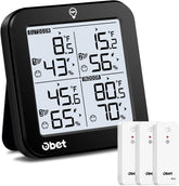 OBET indoor-outdoor thermometer with three sensors shows multi-location readings