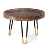 OBTAIN walnut-top plant stand displays natural grain for stylish indoor decor.