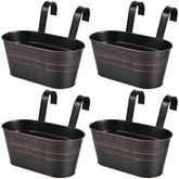 OBTANIM four-pack metal hanging planters on a balcony for space-saving decor