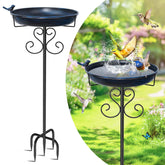 ODSNANIE 40-inch blue metal bird bath statue, attracting garden birds to bathe and perch beautifully.