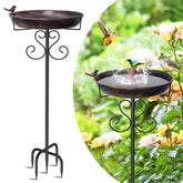 ODSNANIE metal bird bath in bronze finish attracts birds and adds outdoor charm.