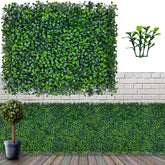 ODTORY artificial grass wall panels close-up showing dense 3D leaves for realistic backdrop.