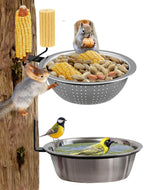 Ofasixx 2-pack squirrel and bird feeder outdoors, ideal for attracting birds and small wildlife.