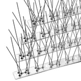 OFFO Bird Spikes close-up reveals polished stainless steel needles deterring birds.