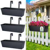 OGIMA 16-Inch railing planter box front view with roomy planting space for herbs and flowers.