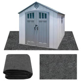 Ogrmar 10x10 ft shed mat with felt top offering water resistance and slip protection.