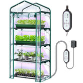 Ohuhu indoor greenhouse with grow light, front view, ideal for year-round seed starting indoors.