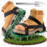 Ohuhu lawn aerator shoes with Velcro closure for quick, secure fit during lawn care.