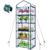 Ohuhu mini greenhouse with 5-tier shelves for organized seed starting.