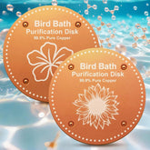 OICEME purification disk closeup in pure copper enhances water clarity for birds.