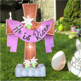 OILCUP Easter inflatable cross with LED lights standing 6 feet tall for festive yard decor
