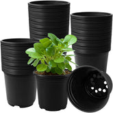 OJYUDD 120-pack black nursery pots ready for batch seedling transplantation.