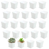 OJYUDD 24 pack white square pot with saucer keeps moisture contained.