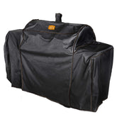 Oklahoma Joe's Longhorn cover fits snugly on grill and smoker for weather protection.