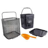 Oklahoma Joe's pellet bucket kit main container with airtight lid keeps hardwood pellets dry.