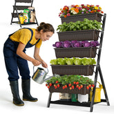 Olaiti 5-tier vertical garden bed assembly shows compact balcony footprint for balcony planting