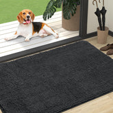 OLANLY dog door mat with plush chenille for muddy paws and quick moisture absorption.