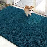 OLANLY dog door mat in Atlantic Blue showing moisture absorption at entry