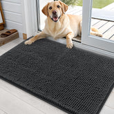 OLANLY dog door mat chenille-soft surface for a plush entryway.