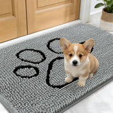OLANLY dog door mat in grey catching mud and moisture at entry