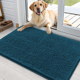 OLANLY dog door mat captures muddy paws at the entrance, Atlantic blue, reducing indoor tracking.