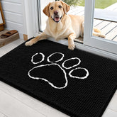 OLANLY dog door mat with muddy paws design for entryways and moisture absorption