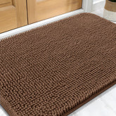 OLANLY dog door mat shows muddy paws with moisture absorption for a cleaner entry.