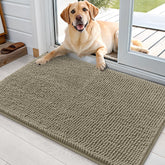 OLANLY dog door mat muddy paws highlights plush absorbent pile for quick cleanup.