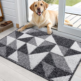 OLANLY door mat with geometric pattern traps dirt while elevating entry appeal.