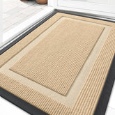 OLANLY front door mat beige with rubber backing for durable indoor-outdoor use.