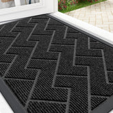 OLANLY front door mat in black herringbone brick texture for durable entryway protection