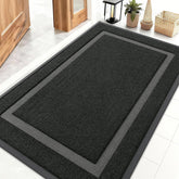 OLANLY front door mat with natural rubber back for durable traction under doors.