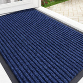 OLANLY front door mat with striped pattern captures dirt and guides feet indoors.