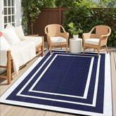 OLANLY outdoor rug 6x9 in navy and white, perfect for patio and deck styling.