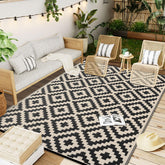 OLANLY outdoor rug 6x9 with geometric pattern enhances porch style and durability.
