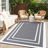 OLANLY Outdoor Rug 9x12 in grey and white adds durable style to patios.