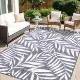 OLANLY waterproof outdoor rug 5x8 top view; durable leaf pattern for patios and decks.