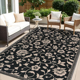OLANLY waterproof outdoor rug with flower pattern for patios and decks