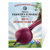 The Old Farmer's Almanac Detroit Dark Red beet seeds packet front view for planning cool-season harvests