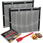 Oleex non-stick BBQ bags open on grill for easy cooking