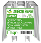 Oligei 5-inch galvanized garden stake securing weed barrier fabric.