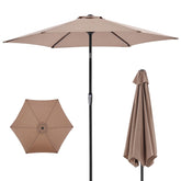 OLIXIS 7.5ft patio umbrella front view with khaki fabric for year-round shade