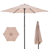 OLIXIS 7.5ft patio umbrella with tilt and crank offers adjustable shade for outdoor spaces.