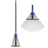 Oliynedy adjustable leaf rake with 8-17 inch head for versatile yard cleanup.
