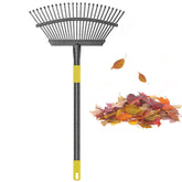 Oliynedy leaf rake with an 18-inch wide head for fast leaf collection