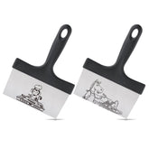 OLULU 2PCS Griddle Scraper set shown for cooking and cleaning tasks