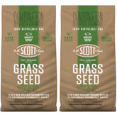 OM Scott Tall Fescue Blend seed bags ready for seeding to encourage dense, weed-resistant lawn.