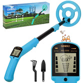 OMMO Kids Metal Detector with animated puppy LCD display for engaging treasure hunts
